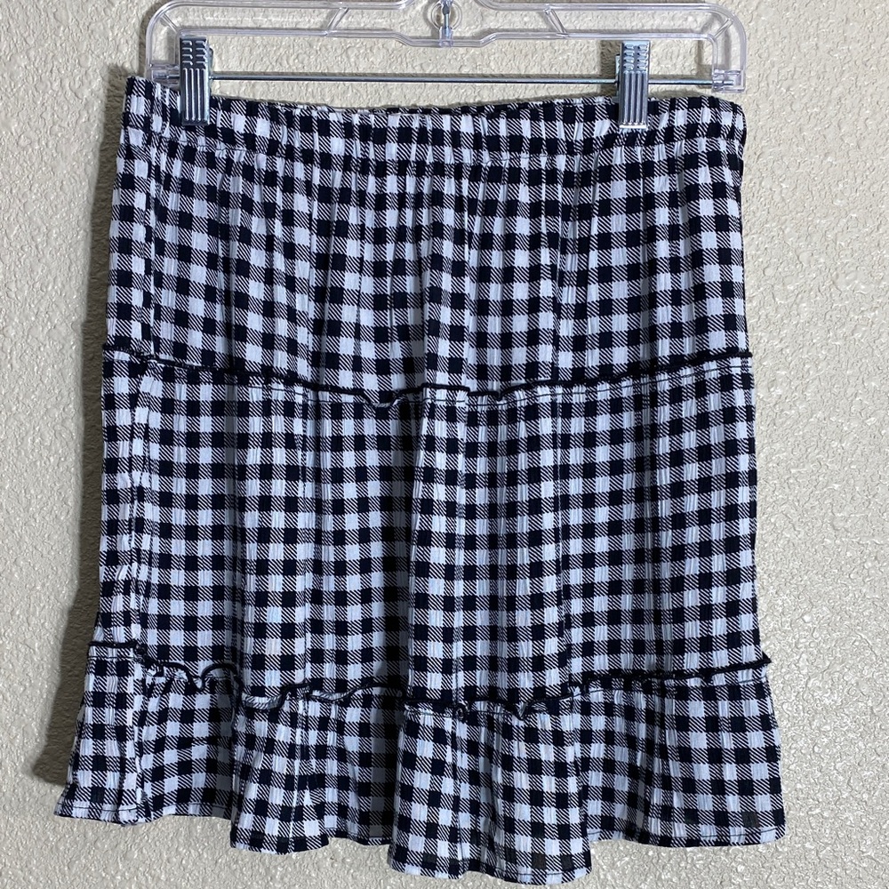 Pink Rose Black and White Gingham Skirt NWOT Size L (Juniors)